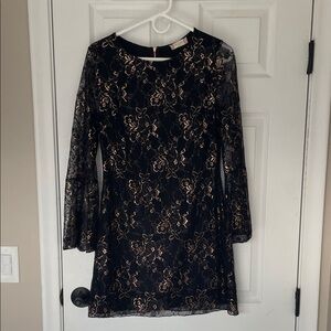 Altar'd State Black Dress with Gold Floral Lace